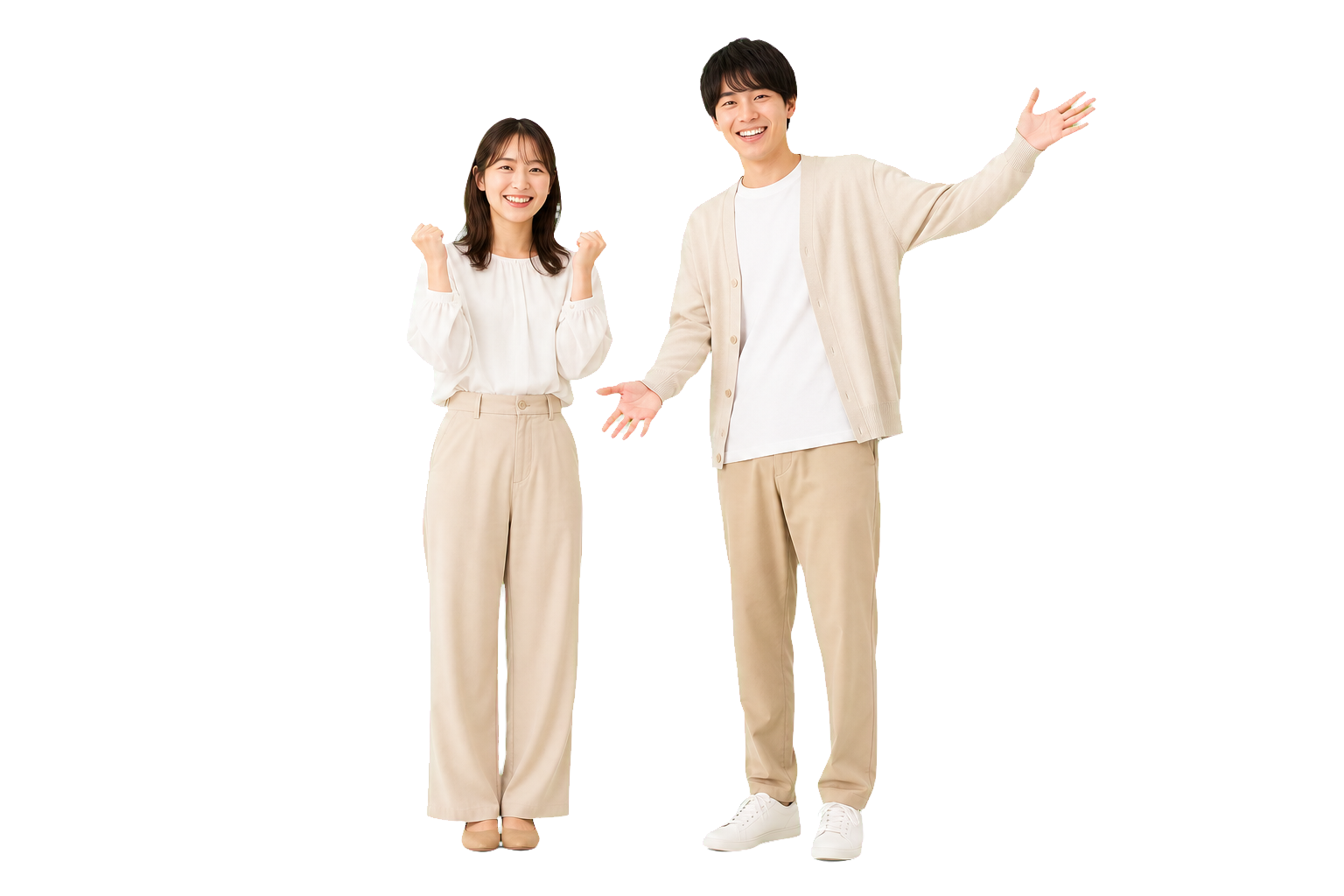 不安が解消して安心した若い男女