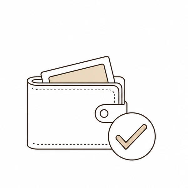 わかりやすい料金を表す財布とチェックの線画